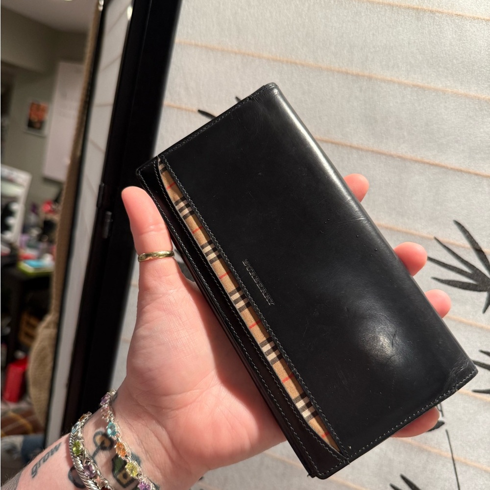 Burberry Black Wallet with Classic Check Accent